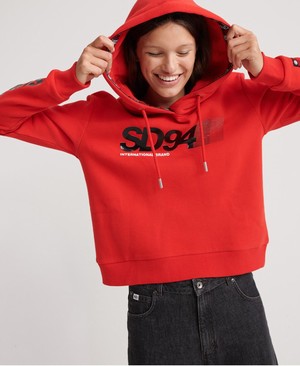 Superdry Nineties Crop Női Kapucnis Pulóver Rózsaszín | SZNMP2837